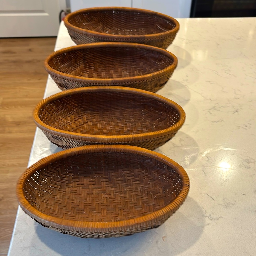Stunning handwoven oval rattan baskets  4 different sizes